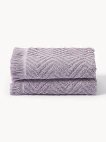Handdoek Jacqui in verschillende formaten, met hoog-laag patroon, Lavendel, Handdoek, B 50 x L 100 cm, 2 stuks