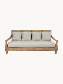 Garten-Loungesofa Bali aus Teakholz (4-Sitzer), Gestell: Teakholz, Webstoff Greige, Teakholz, B 190 x T 112 cm