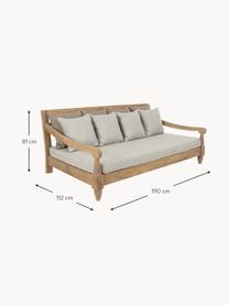 Canapé lounge de jardin 4 places Bali, Tissu grège, bois de teck, larg. 190 x prof. 112 cm