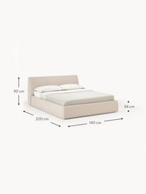 Cama tapizada Cloud, con espacio de almacenamiento, Tapizado: tejido finamente texturiz, Estructura: madera de pino maciza y m, Tejido beige, An 160 x L 200 cm