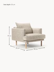 Sofa-Sessel Adrian, Bezug: 47 % Viskose, 23 % Baumwo, Gestell: Sperrholz, Füße: Eichenholz, geölt Dieses , Webstoff Beige, B 90 x T 95 cm