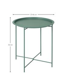 Okrúhly kovový stolík s podnosom Sangro, Kov s práškovým náterom, Zelená, Ø 46 x V 52 cm