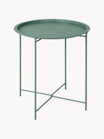 Okrúhly kovový stolík s podnosom Sangro, Kov s práškovým náterom, Zelená, Ø 46 x V 52 cm