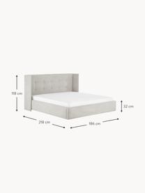 Gestoffeerd bed Star, Bekleding: polyester (gestructureerd, Frame: massief grenenhout en pla, Geweven stof lichtbeige, B 180 x L 200 cm