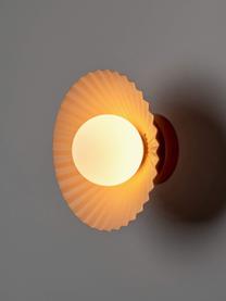 Wandlamp The Pleat, Lampenkap: opaalglas, Wit, abrikoos, Ø 23 x D 16 cm