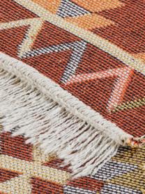 Dünner Kelimteppich Tawi im Ethno-Style aus Baumwolle, 100% Baumwolle, Rot, Orange, Blau, Beige, Rosa, B 160 x L 220 cm (Größe M)