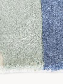Tappeto in lana fatto a mano con struttura alta-bassa Pierre, Retro: 100% cotone Nel caso dei , Tonalità blu, bianco crema, Larg. 200 x Lung. 300 cm (taglia L)