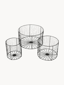 Set de cestas de metal Diego, 3 uds., Metal recubierto, Negro, Set de diferentes tamaños