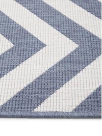 Dubbelzijdig in- & outdoor vloerkleed Palma, met zigzag patroon, Blauw, crèmekleurig, B 200 x L 290 cm (maat L)