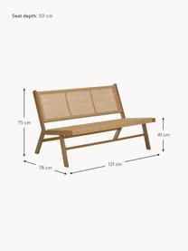 Gartenbank Palina mit Kunststoff-Geflecht in Holzoptik, Gestell: Metall, pulverbeschichtet, Sitzfläche: Kunststoff-Geflecht, Braun, B 121 x H 75 cm