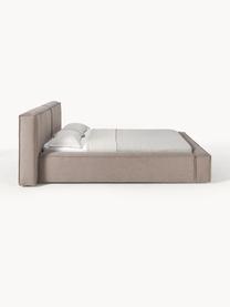 Gestoffeerd bed Lennon, Bekleding: 100% polyester Met 115.00, Frame: massief grenenhout, multi, Poten: hout, kunststof Dit produ, Geweven stof taupe, B 208 x L 243 cm (ligvlak 140 x 200 cm)