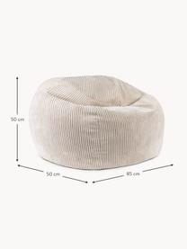 Pouf fait main en velours côtelé pour enfant Flora, Velours côtelé beige, larg. 85 x haut. 50 cm