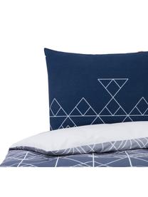 Housse de couette coton Meraki, Bleu, blanc