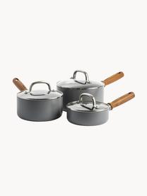 Set de casseroles avec revêtement antiadhésif Mayflower Pro, 3 élém., Gris clair, bois de frêne, Lot de différentes tailles
