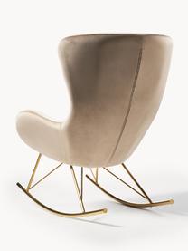 Fluwelen schommelstoel Wing met metalen poten, Bekleding: fluweel (polyester) Met 1, Frame: gegalvaniseerd metaal, Fluweel beige, goudkleurig, B 76 x H 108 cm