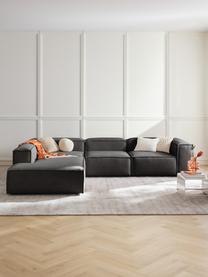 Modulares XL-Ecksofa Lennon, Bezug: 100 % Polyester Der strap, Gestell: Massives Kiefernhol, Sper, Füße: Kunststoff Dieses Produkt, Webstoff Anthrazit, B 329 x T 269 cm, Eckteil links