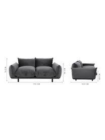 Samt-Sofa Saga (2-Sitzer), Bezug: 100% Polyestersamt 35.000, Gestell: Massives Birkenholz, Samt Dunkelgrau, B 170 x T 103 cm