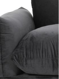 Sofa z aksamitu Saga (3-osobowa), Tapicerka: 100% aksamit poliestrowy , Stelaż: lite drewno brzozowe, Nogi: metal malowany proszkowo, Ciemny szary, S 170 x G 103 cm