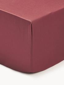 Lenzuolo con angoli boxspring in raso di cotone Premium, Rosso vino, Larg. 90 x Lung. 200 cm, Alt. 35 cm