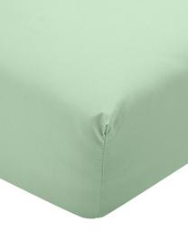 Drap-housse en percale de coton Elsie, Vert, larg. 90 x long. 200 cm, haut. 25 cm