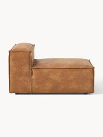 Middelste module Lennon van gerecycled leer, Bekleding: gerecycled leer (70% leer, Frame: massief hout, multiplex, Poten: kunststof Dit product is , Leer bruin, B 89 x D 119 cm