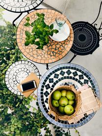 Tavolino da giardino con mosaico Palazzo, Gambe: metallo verniciato a polv, Bianco, nero, Ø 55 x Alt. 71 cm