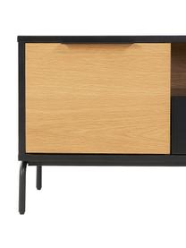 Consolle TV con anta e cassetto Stellar, Nero, legno di quercia, Larg. 120 x Alt. 50 cm