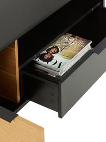 Tv-meubel Stellar met een deur en lade, Zwart, eikenhoutkleurig, 120 x 50 cm