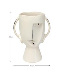 Grosse Design-Vase Face aus Steingut, Steingut, Weiss, Schwarz, B 23 x H 30 cm