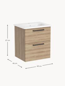 Lavabo con mobiletto Orna, Maniglie: metallo rivestito, Legno, Larg. 60 x Alt. 67 cm