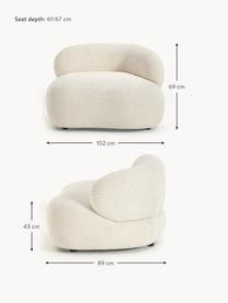 Sillón lounge en tejido bouclé Alba, Tapizado: 100% poliéster Alta resis, Estructura: madera de abeto maciza, m, Patas: plástico Este producto es, Borreguillo bouclé Off White, An 78 x L 78 cm