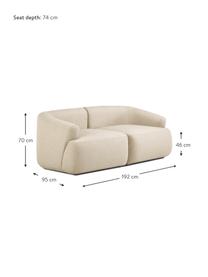 Modulares Sofa Sofia (2-Sitzer), Bezug: 100% Polypropylen Der hoc, Gestell: Massives Kiefernholz, Spa, Füße: Kunststoff, Webstoff Beige, B 192 x T 95 cm