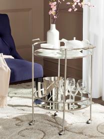 Metalen bar cart Harper, Frame: ijzer met antieke afwerki, Frame: metaalkleurig. Plateau: gespiegeld glas, B 64 x D 50 cm