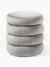 Pouf in velluto con contenitore Alto, Rivestimento: velluto (100% poliestere), Struttura: legno di pino massiccio, , Velluto grigio, Ø 44 x Alt. 48 cm