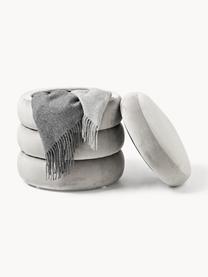 Pouf en velours avec rangement Alto, Velours gris, Ø 44 x haut. 48 cm