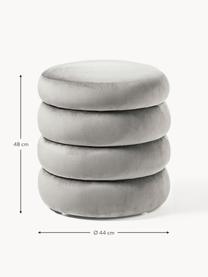 Pouf in velluto con contenitore Alto, Rivestimento: velluto (100% poliestere), Struttura: legno di pino massiccio, , Velluto grigio, Ø 44 x Alt. 48 cm