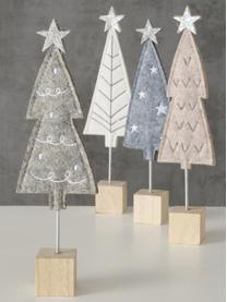 Decoratieve boompjes Refina van vilt H 21 cm, 4 stuks, Voetstuk: hout, Multicolour, B 6 cm x H 21 cm