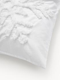 Katoenen perkale kussenhoes Vidal met getuft sneeuwvlokmotief, Weeftechniek: perkal Draaddichtheid 200, Wit, B 60 x L 70 cm