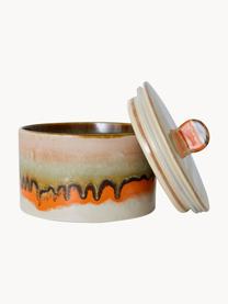 Handbemalte Aufbewahrungsdose 70's mit reaktiver Glasur, Keramik, Orange, Weißtöne, Ø 17 x H 14 cm
