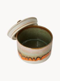 Boîte de rangement peint à la main avec émail réactif 70s Ceramic, Céramique, Orange, tons blancs, Ø 20 cm