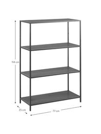 Standregal Seaford aus Holz und Metall, Einlegeböden: Mitteldichte Holzfaserpla, Gestell: Metall, pulverbeschichtet, Schwarz, B 77 x H 114 cm