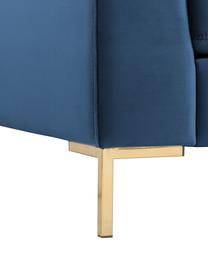 Samt-Sofa Luna (3-Sitzer) in Blau mit Metall-Füssen, Bezug: Samt (Polyester) Der hoch, Gestell: Massives Buchenholz, Samt Blau, Gold, B 230 x T 95 cm