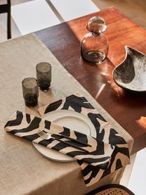 Stoffen servetten Jill met zebra print, 2 stuks, 100% katoen, Zwart, crèmekleurig, B 45 x L 45 cm