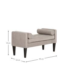 Panca con cuscino Mia, Rivestimento: 92% poliestere, 8% nylon, Gambe: legno di betulla vernicia, Rivestimento: grigio Gambe: nero, Larg. 115 x Alt. 61 cm