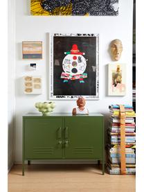 Credenza in metallo Lowdown, Acciaio verniciato a polvere, Verde oliva, Larg. 100 x Alt. 72 cm