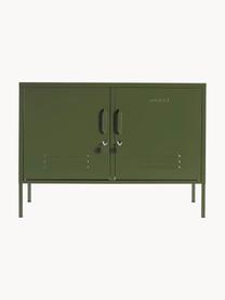 Metalen dressoir The Lowdown, Gepoedercoat staal, Olijfgroen, B 100 x H 72 cm