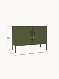 Credenza in metallo Lowdown, Acciaio verniciato a polvere, Verde oliva, Larg. 100 x Alt. 72 cm