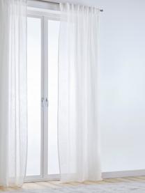 Voilages avec ruflette multiple Ellen, 2 pièces, 100 % pur lin, Blanc cassé, larg. 115 x long. 250 cm