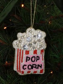 Kerstboomhanger Popcorn uit parels, Glas, kunststof-parels, Wit, rood, roze, B 8 x H 10 cm