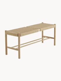Holz-Sitzbank Ellan mit Binsengeflecht, Gestell: massives Eichenholz, Sitzfläche: Papierseil, Eichenholz, B 110 x H 45 cm